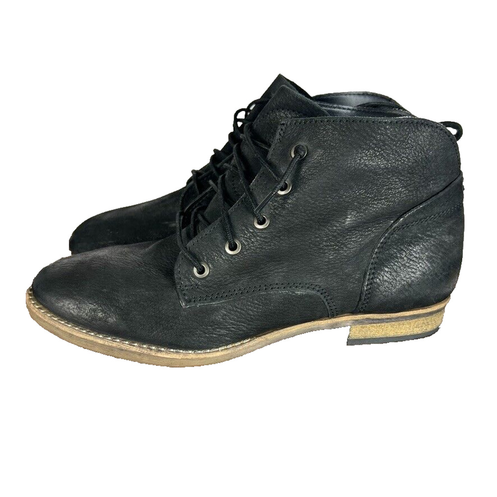 Diba Booties Womens 8 M Black Leather Combat Lace Up